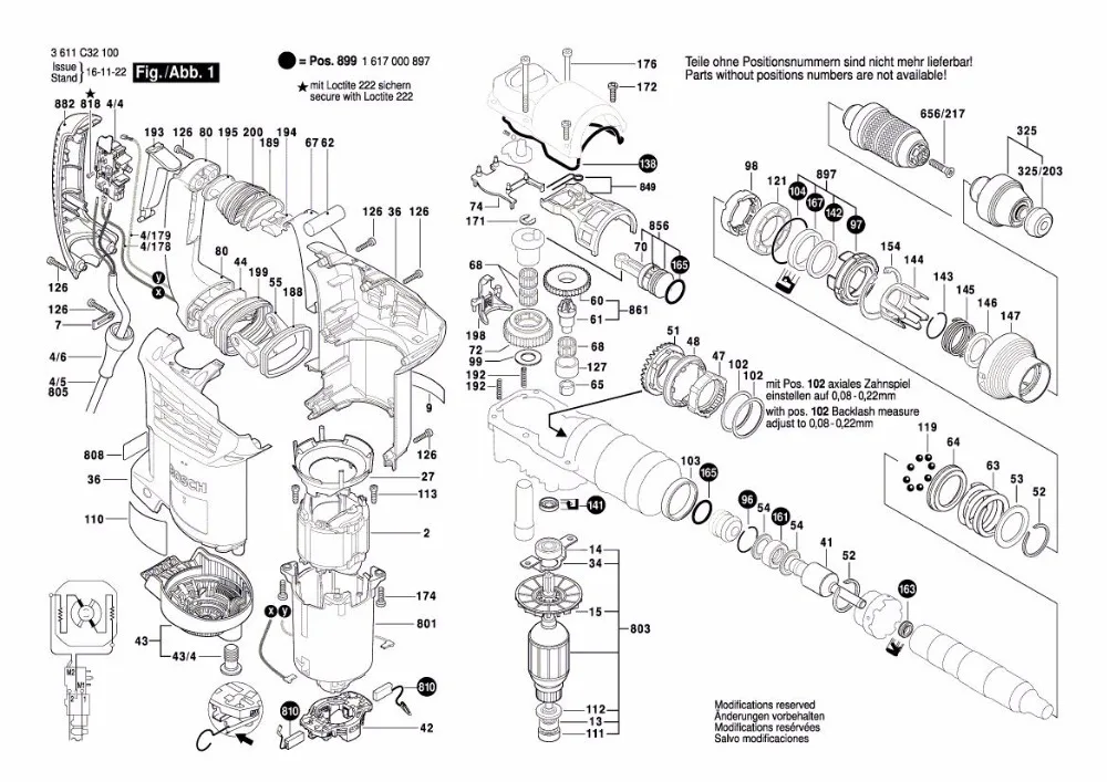 GBH 4-32 Anker Rotor motor erstatning For BOSCH 220-240V GBH4-32 DFR GBH4-32DFR GBH 4-32 DFR Rotary hammer 1614010252