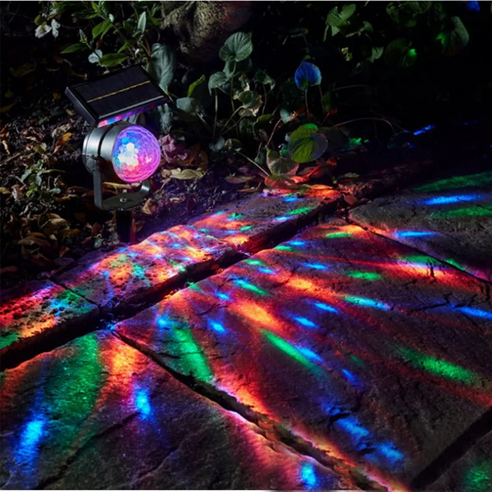 Solar Power LED Projektor Lys Roterende Farverige Lys til Udendørs Haven Indre Gårdhave Indretning