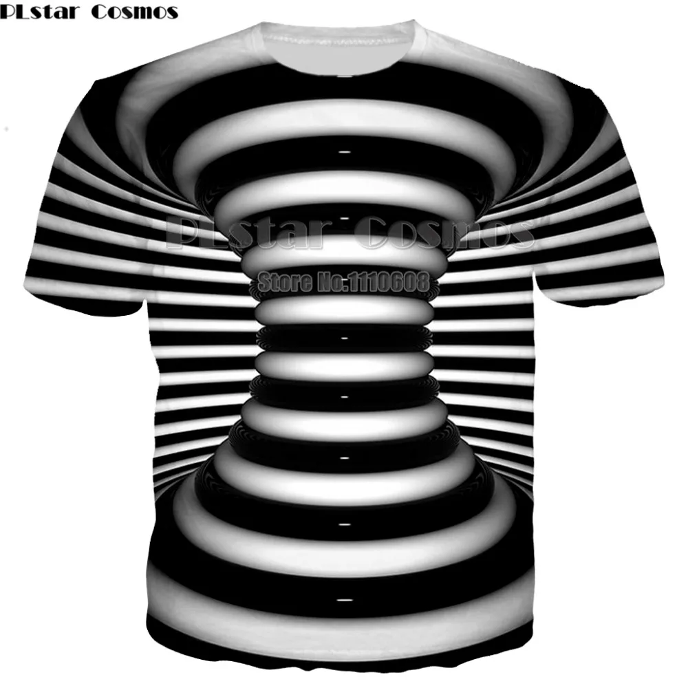 PLstar Cosmos-Sort Og Hvid Vertigo Hypnotiske Udskrivning T-Shirt Unisxe Sjove kortærmede t-Shirts Mænd/kvinder Toppe Mænds 3D-T-shirt
