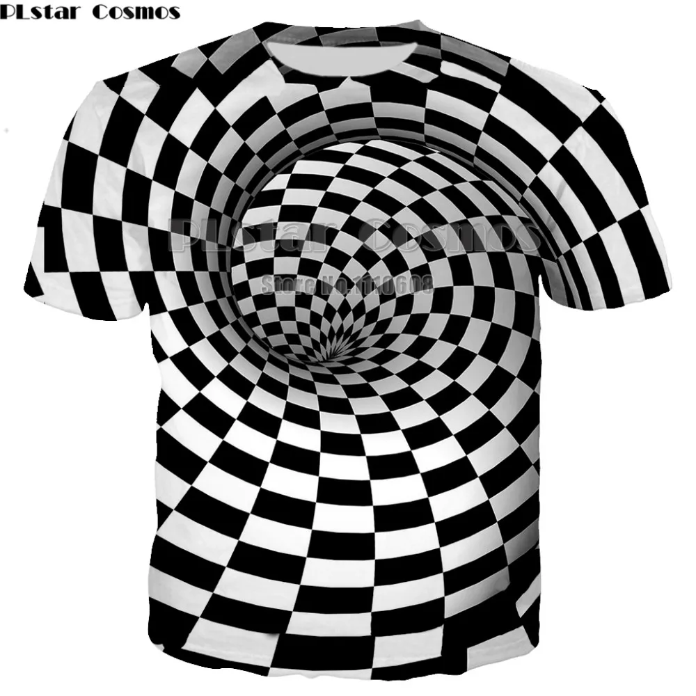 PLstar Cosmos-Sort Og Hvid Vertigo Hypnotiske Udskrivning T-Shirt Unisxe Sjove kortærmede t-Shirts Mænd/kvinder Toppe Mænds 3D-T-shirt