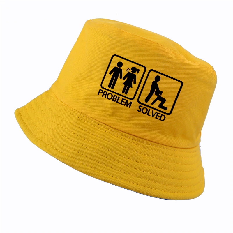 PROBLEM LØST brev Print bucket hat k pop mænd kvinder fisker hatte sommer udendørs jagt fiskeri cap harajuku