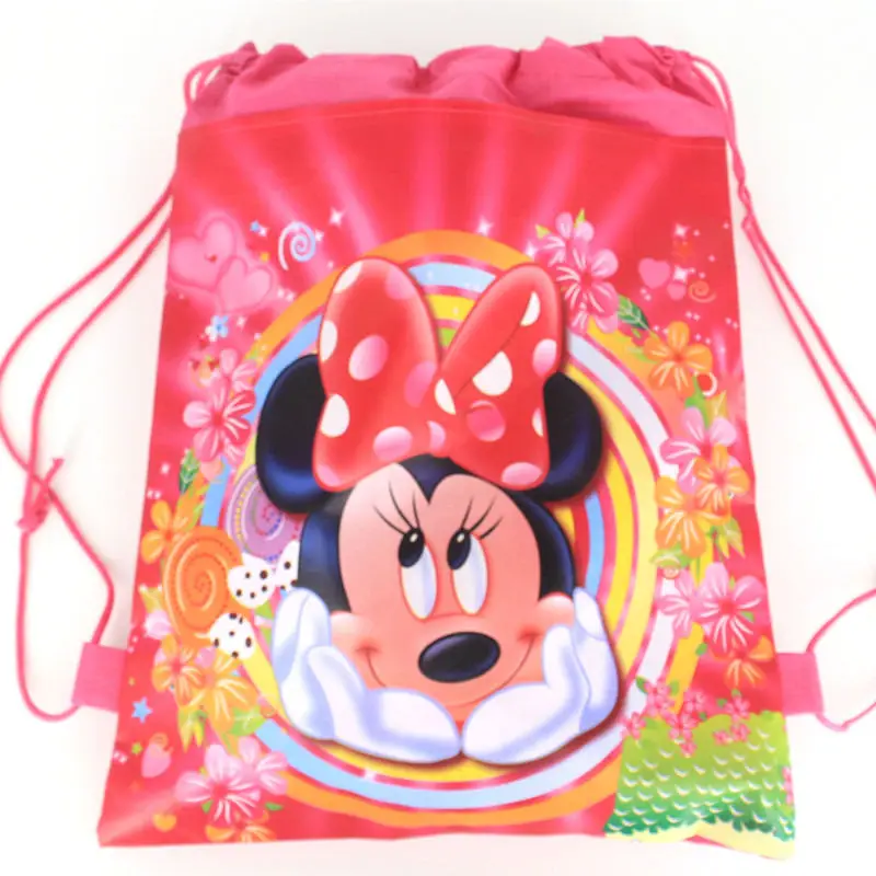 Minnie Mickey Mouse ikke-vævet taske stof rygsæk barn rejse skole taske dekoration snor gavepose for kids fødselsdag