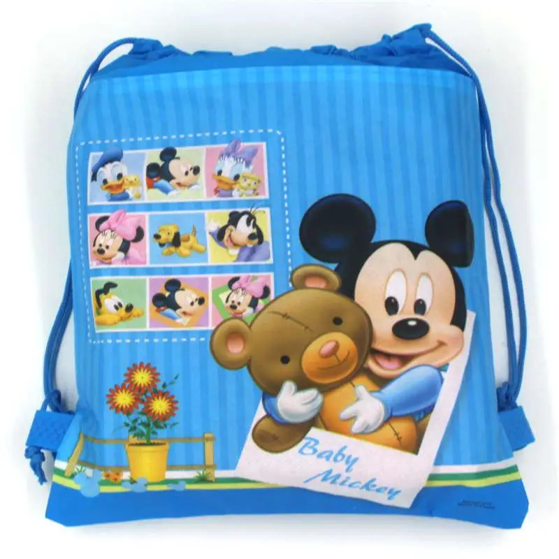 Minnie Mickey Mouse ikke-vævet taske stof rygsæk barn rejse skole taske dekoration snor gavepose for kids fødselsdag