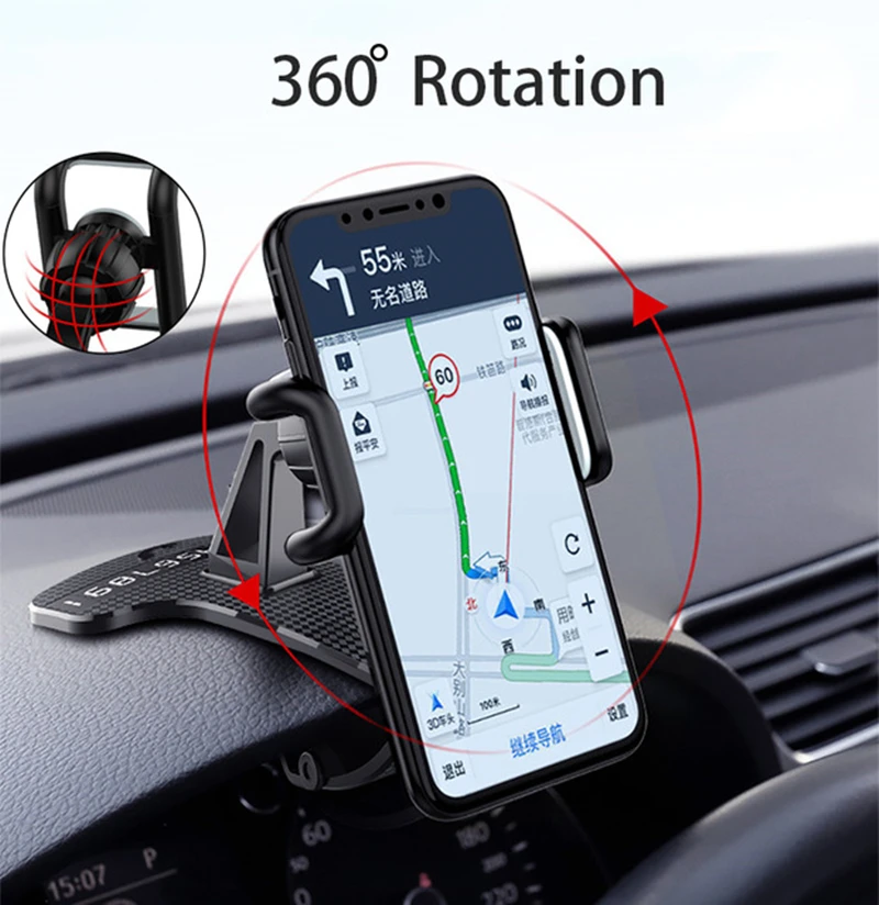 Ny HUD Bilens Instrumentbræt Telefonen stå 360° Justerbar GPS Bil Klip Holder Skjult Parkering nummer til Mobiltelefoner bilen stå Support