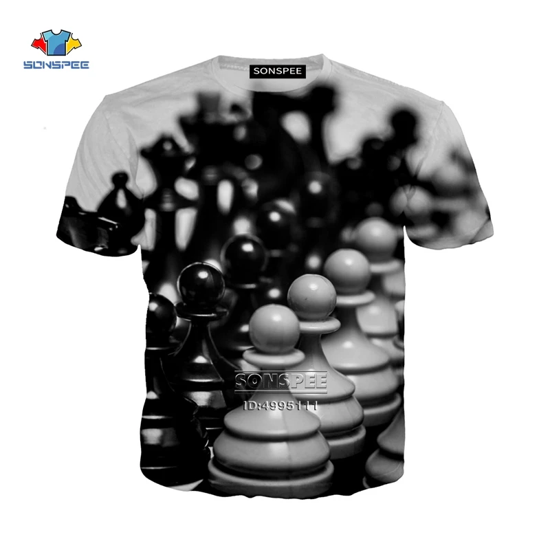 Hot Skak Bord Spil 3D-Print Kvinder T-shirts til Mænd T-shirt Harajuku Sommer t-shirt Afslappet Oversize Tøj Streetwear