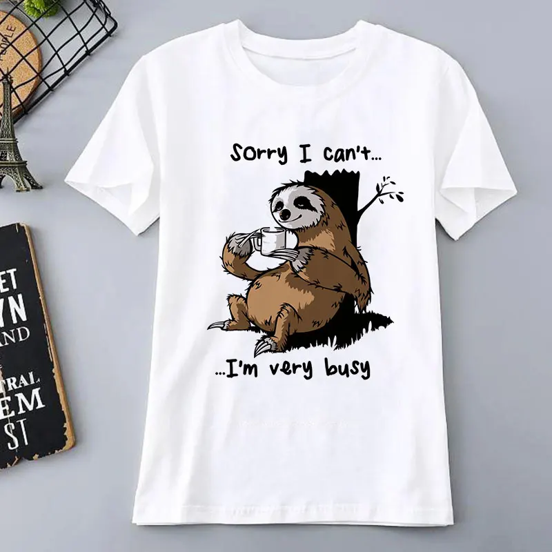 2020 Sommer Toppe Tegnefilm Sloth Print T-Shirt Plus Size Kvinder Casual Korte Ærmer O-Neck t-shirts Søde Stil Tumblr Kvindelige T-shirt