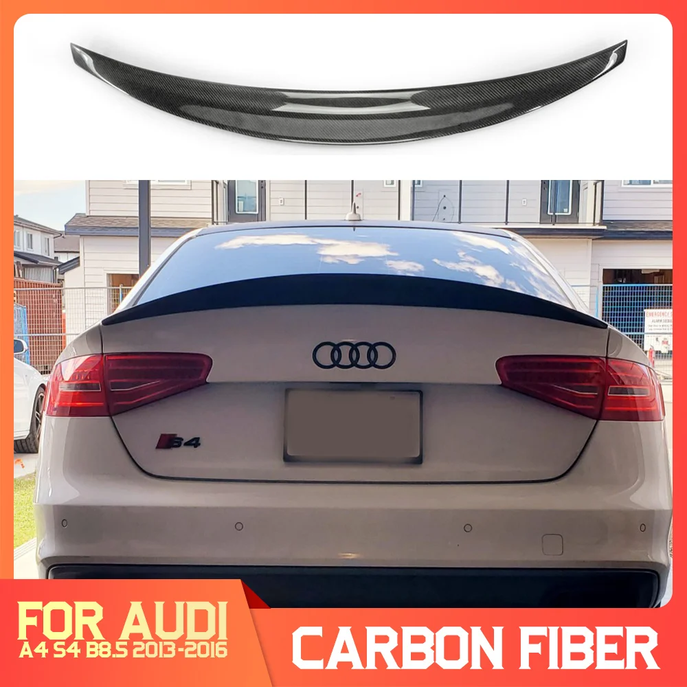For Audi A4 S4 B8.5 Carbon Fiber Spoiler 2013-2016 HK Style Bageste bagagerummet Spoiler Hale Kuffert Læbe Fløj Bil Tilbehør