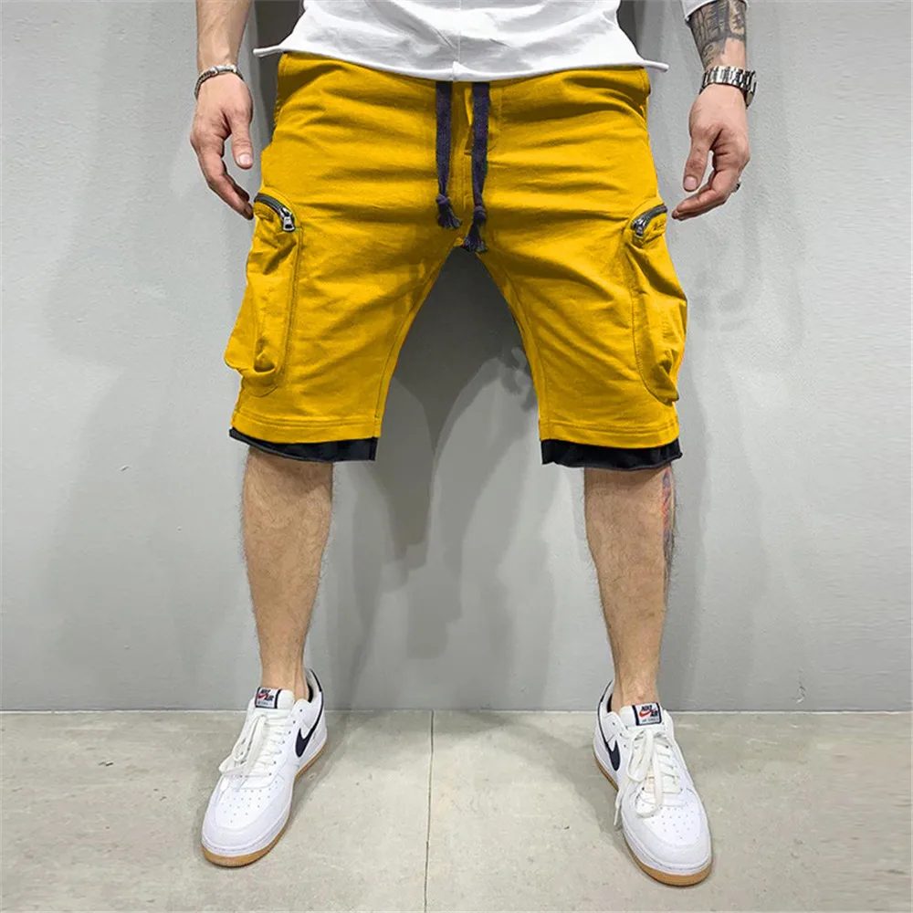 Calções de verão hip hop 2020 preto fitas streetwear bermuda homem shorts multi-bolso casual punk na altura gøre joelho calças cur