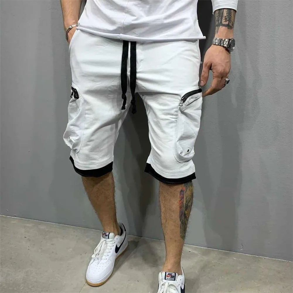 Calções de verão hip hop 2020 preto fitas streetwear bermuda homem shorts multi-bolso casual punk na altura gøre joelho calças cur