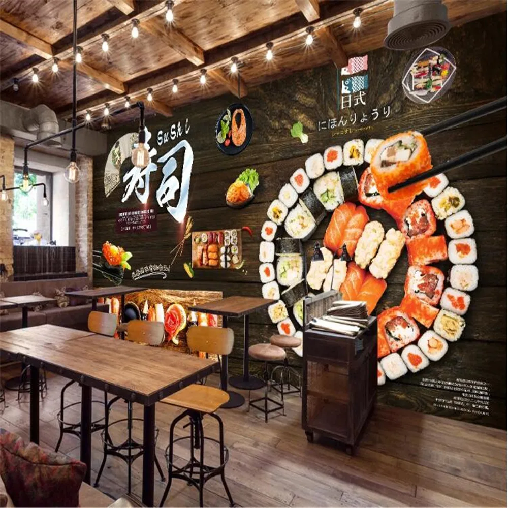MIlofi Japanske Retter Og Sushi Restaurant Mad Værktøj Baggrund Væg Maling Tapet