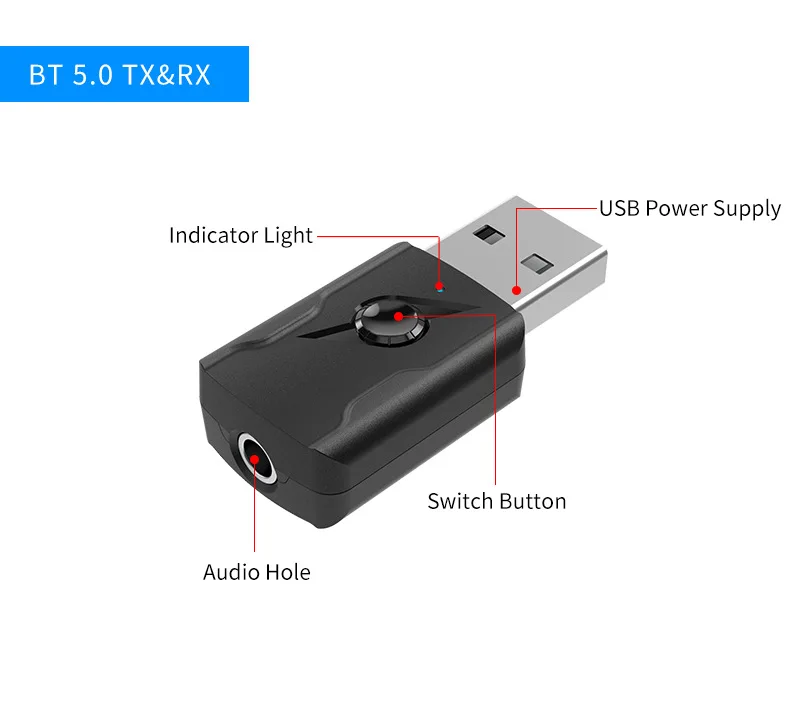 Tebe 3,5 mm Aux Bluetooth Stereo Receiver Transmitter Adapter Trådløse USB-Dongle Til PC TV Hovedtelefoner Højttaler