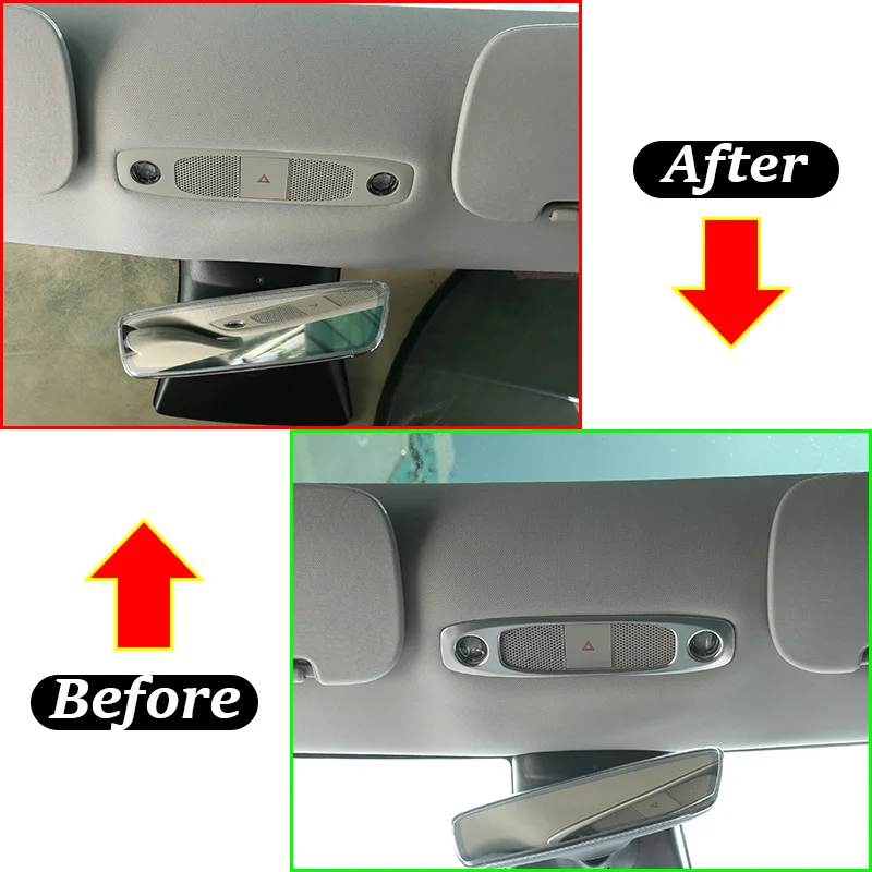 For Tesla Model 3 Tilbehør til Bilen Indre Udsmykning ABS Overhead Lampe Dekorativ Ramme Chrome Splint 2 delt Sæt