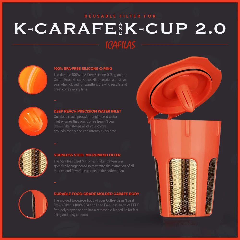 ICafilas24 K guld genanvendelige 2.0 K-karaffel genopfyldning K cup genanvendelige kaffefilter af papir for keurig 2.0 K 200 K 300 K 400