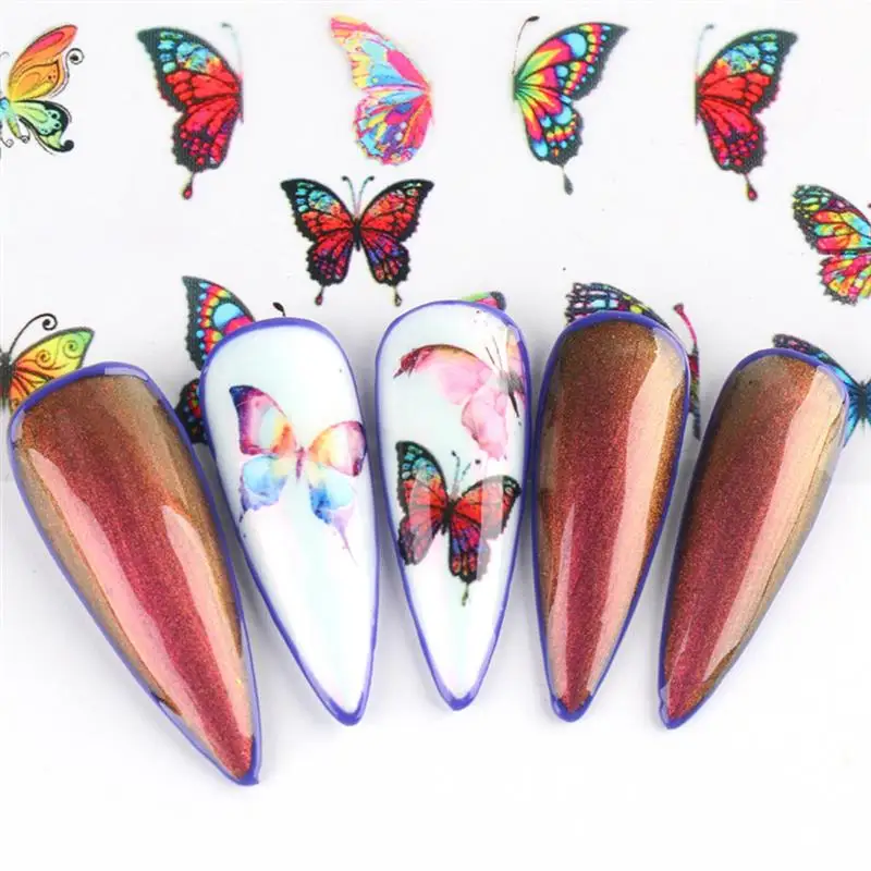 10 Ruller Kvinder, Piger Negle Folie Mærkat Kreative Butterfly Søm Overførsel Søm Mærkat Mærkat Vand Tatoveringer for Manicure Søm Kunst