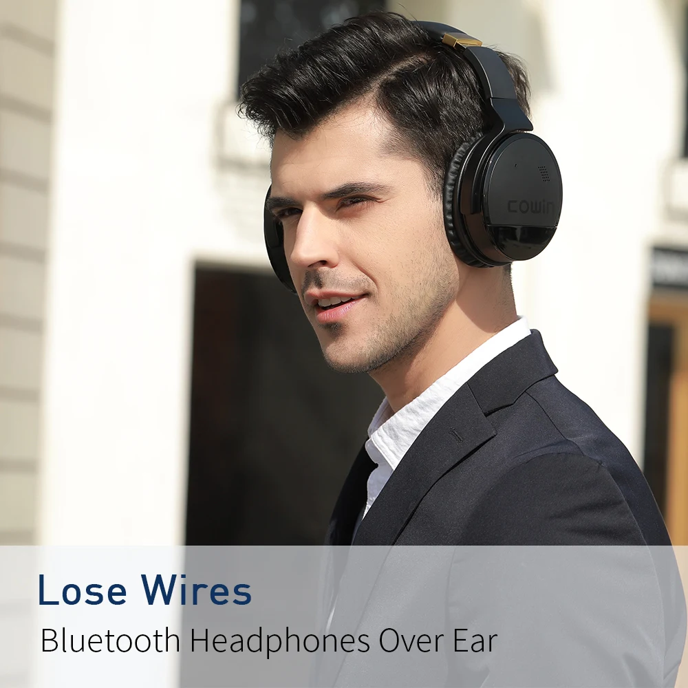 Original Cowin E8 Aktive Noise Cancelling Bluetooth-Hovedtelefoner, Trådløse Stereo-Dyb Bas Over Ear Headset med mic for telefoner