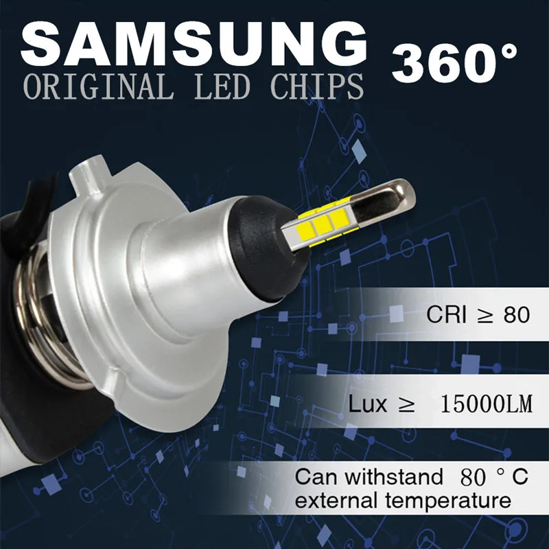 Med SAMSUNG Chips 9006 HB4 Led Pærer H1 H11 H4 H7 LED 9005 HB3 D1S D2S D3S D4S 6500K Bil Led Auto-Forlygte-Forlygter Tåge Lys