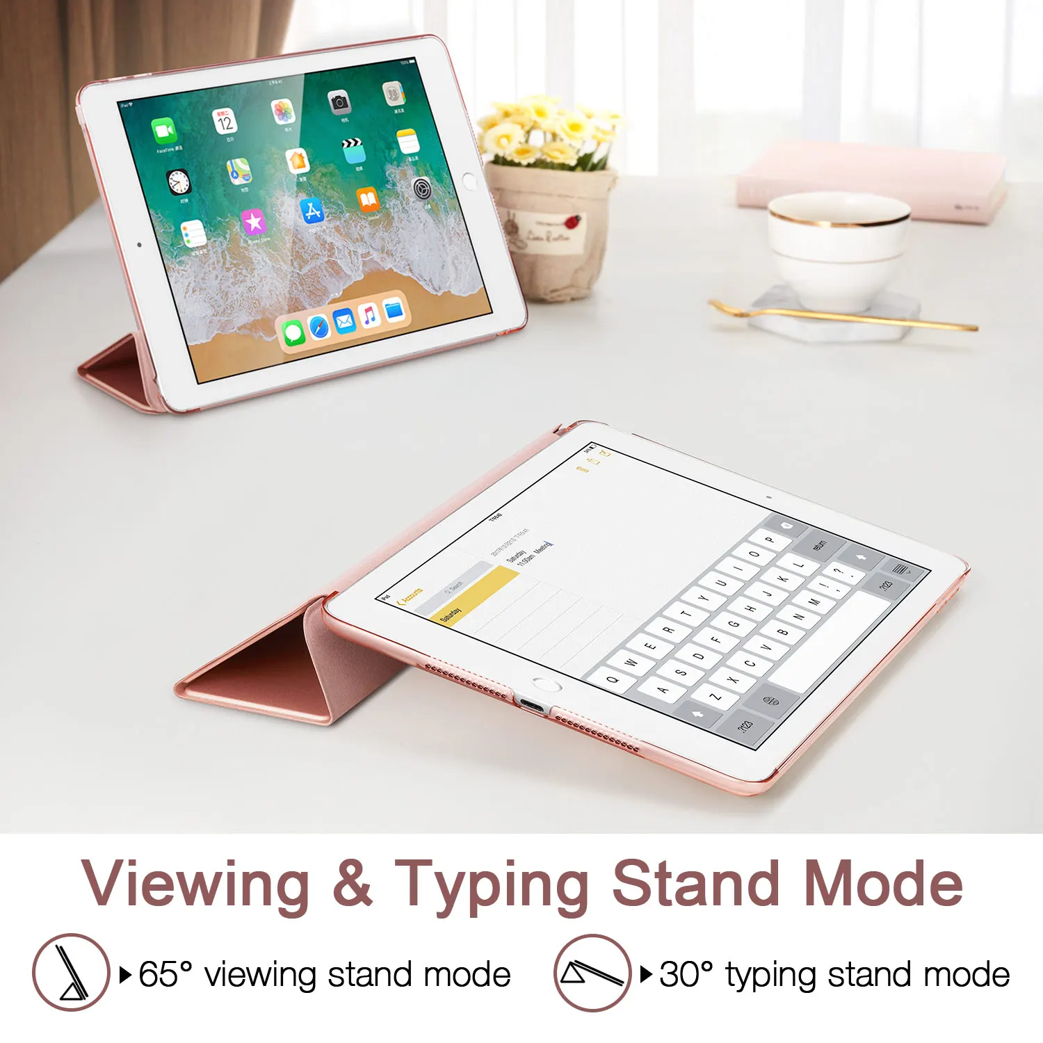 ESR til iPad Air2 Air1 Sag Hårdt Tilbage Ultra Tynd Slank PU Læder Smart Cover til Apple iPad, Air 2 1 Tilfælde Multi-Fold Stå