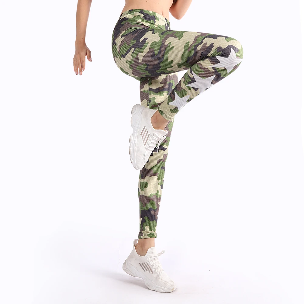 Grøn Camouflage Trænings-og Leggings Kvinder Sport Leggins Mujer Elasticitet Legging Anti Cellulite Push-Up Bukser Sexet Slank legins