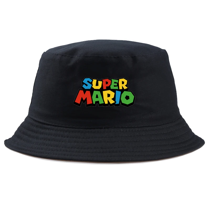 Super Mario PRINT Bucket Hat Mænd Kvinder Harajuku k pop bob Offentlig Strand, sol hat, black fashion panama Fiskeri Fiskeren Hat