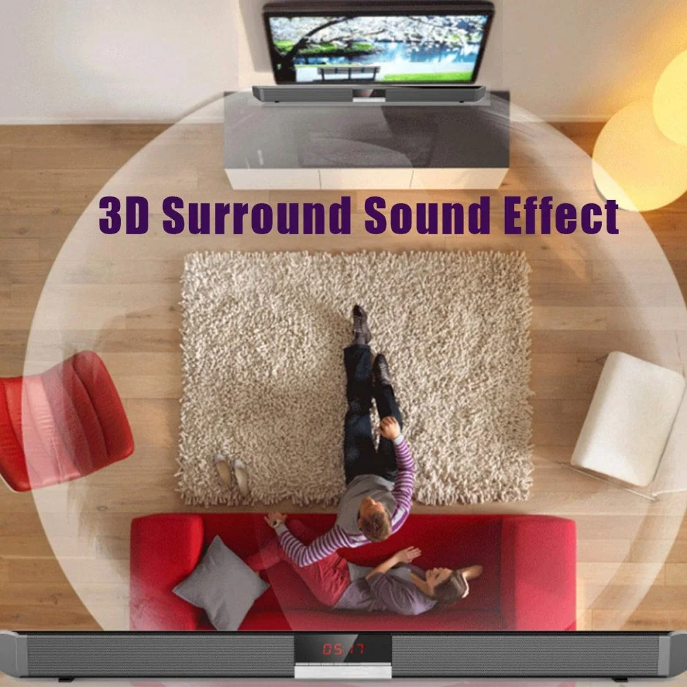 Hjem TV-Teater Soundbar 40W Bluetooth-5.0 Højttalere Trådløse Lyd Bar 3D Stereo Kolonne Surround Subwoofer med Fjernbetjening
