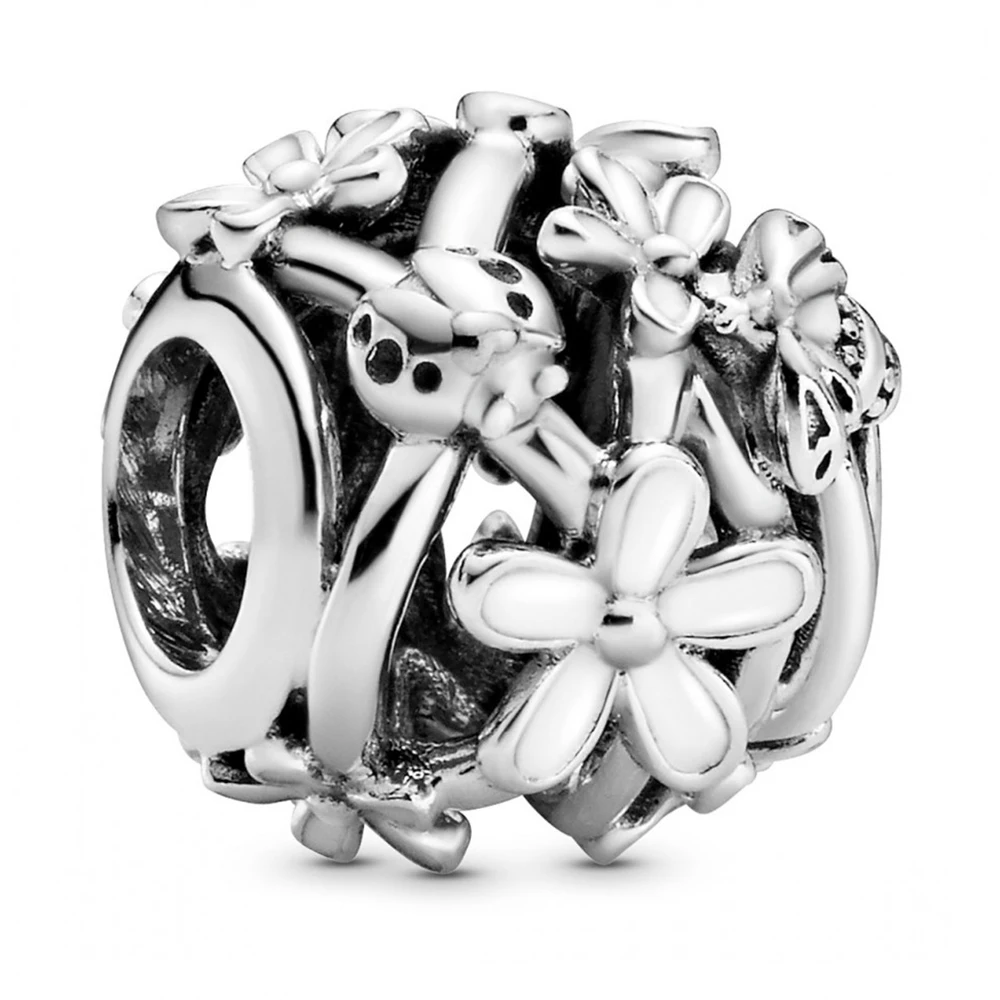 KAKANY Nye Mode S925 Sterling Sølv, Hvid, Pink Daisy Blomst Buket Serie Charme DIY Smykker Oprindelige Kvinde Romantisk Gave
