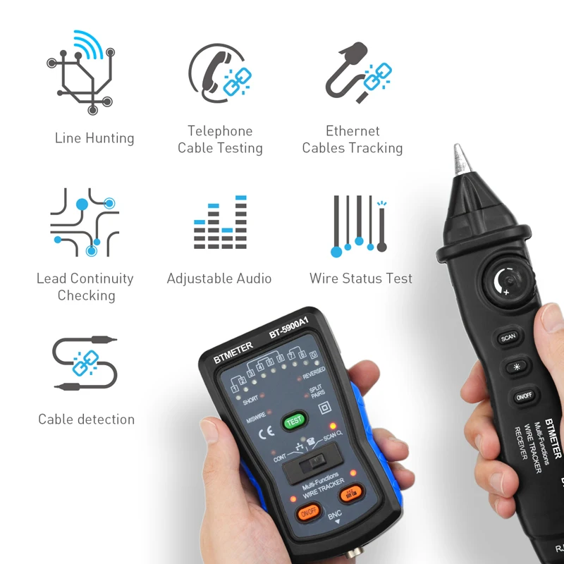 Kabel-Finder Tone Generator Probe Kit Wire Tracker Toner Ethernet LAN-Netværk kabeltester Telefon Tester, Kontinuitet Checker