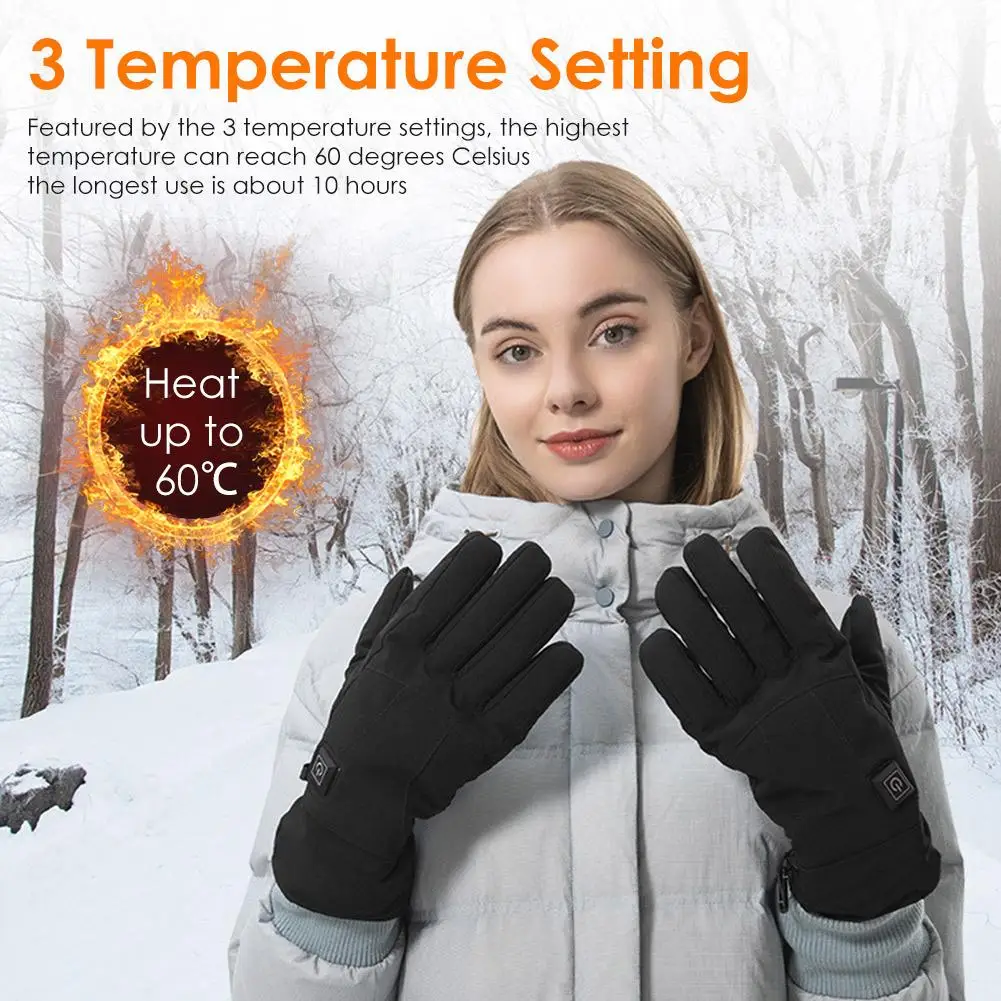 Opvarmede Handsker Vandtæt non-slip 7.4 V Elektriske Handsker med 3 Temperatur Indstillinger for Mænd Udendørs Skiløb, Snowboard Cykling