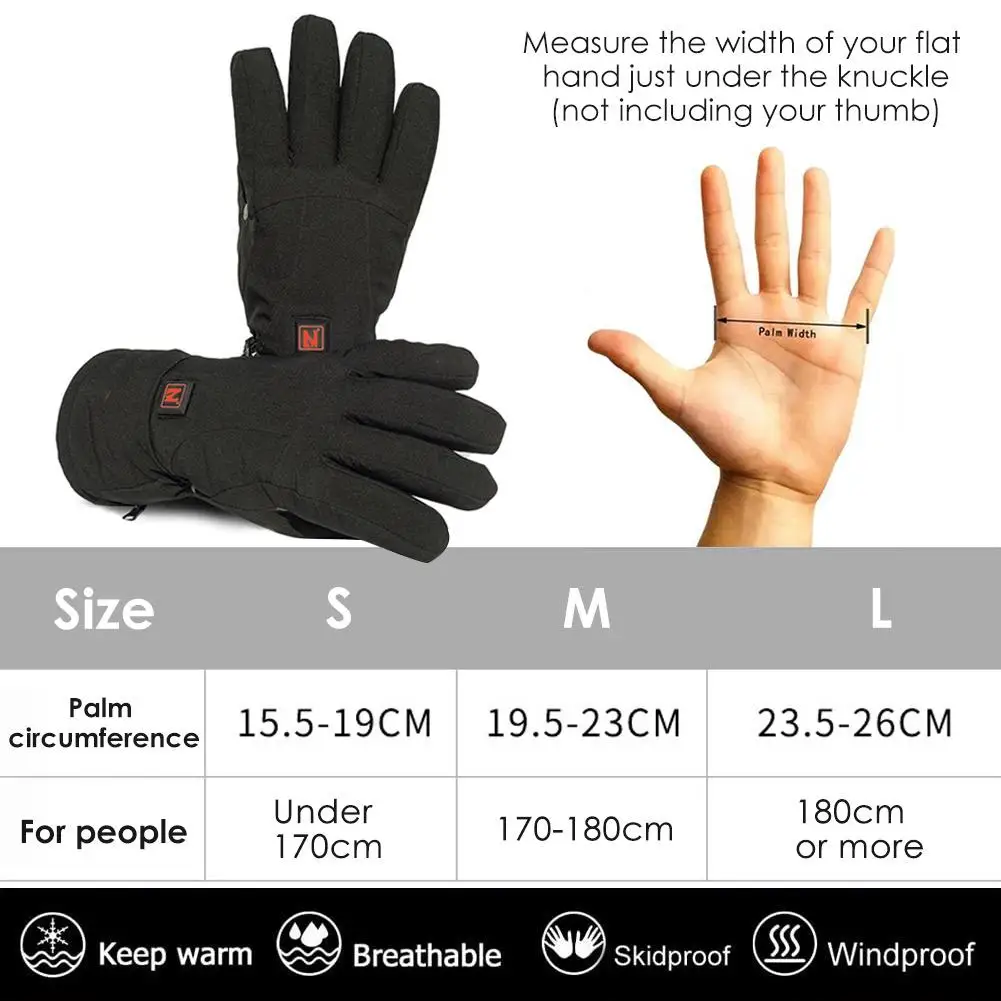 Opvarmede Handsker Vandtæt non-slip 7.4 V Elektriske Handsker med 3 Temperatur Indstillinger for Mænd Udendørs Skiløb, Snowboard Cykling