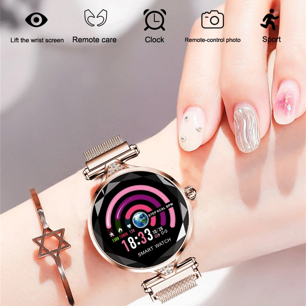 696 H1 Fashion Kvinder Smart Armbånd Ur puls, Blodtryk Trænings-og Tracke Armbånd Diamant Smartwatch IP67 Vandtæt