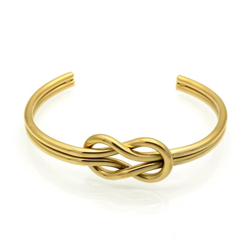 Titanium Stål Made Hand Knot Cuff Armbånd Manchette Guld Armbånd Uendelig Armbånd Til Kvinder, Armbånd & Armbånd Pulseiras