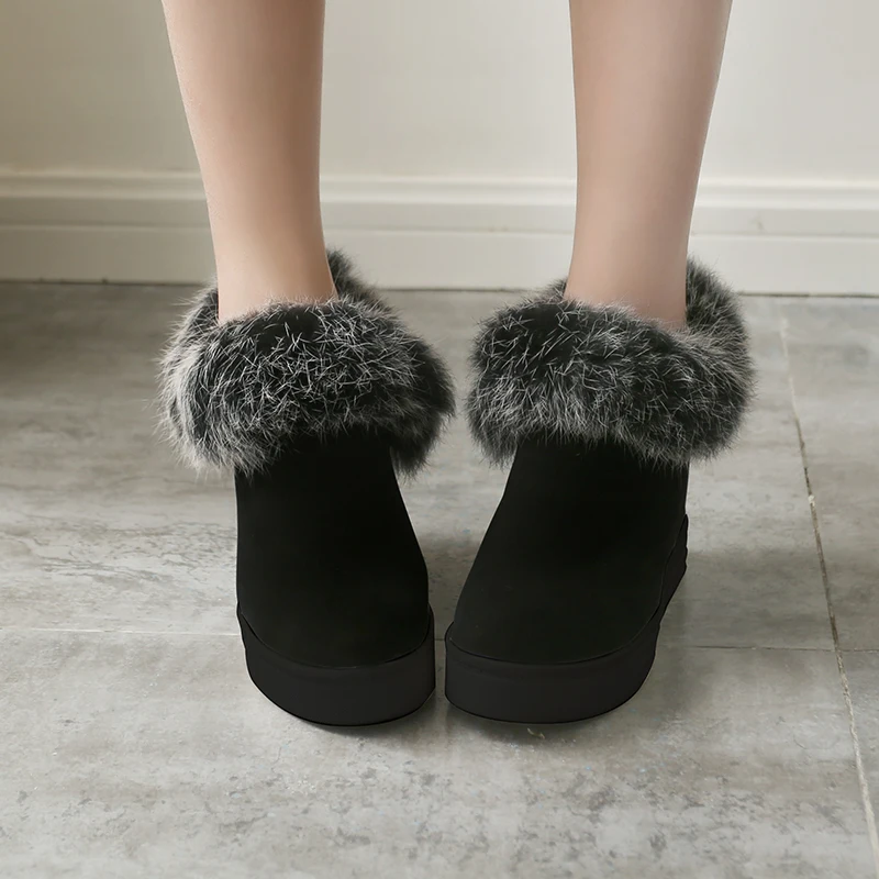 2020 Nye Vinter koreanske Version Af Den Kanin Pels, Korte Støvler, Høje Vandtæt Platform Flad Bund Afslappet Gå Kvinders Støvler