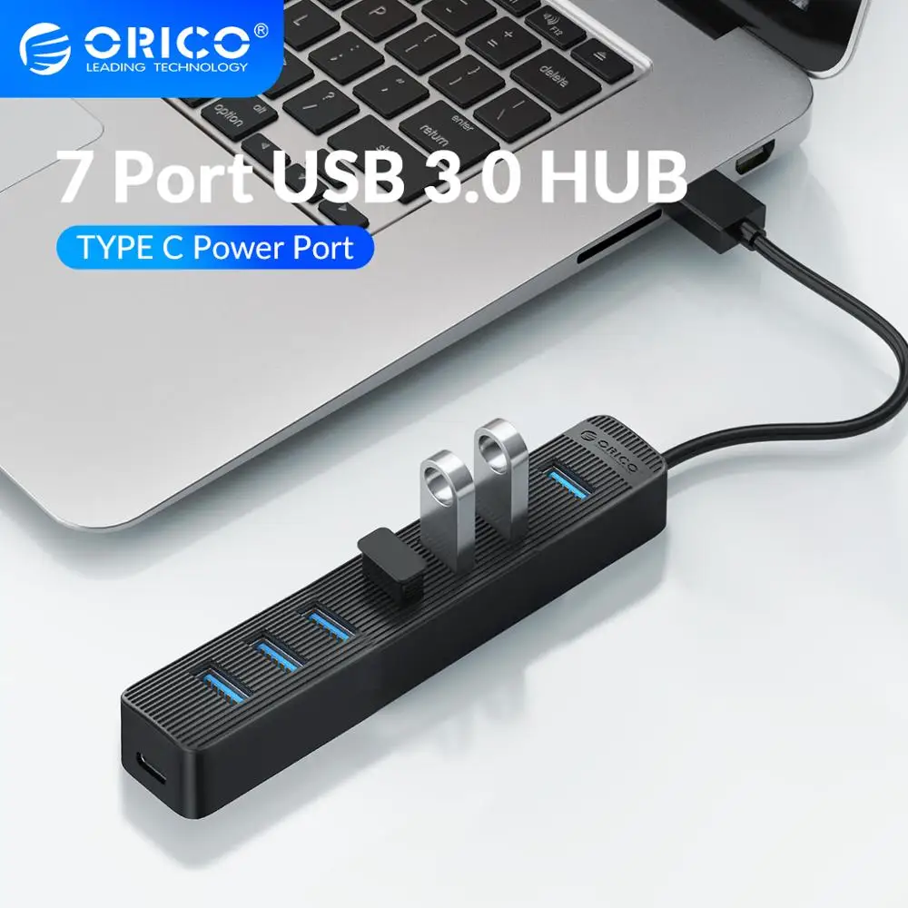 ORICO Høj Hastighed 7-Port USB 3.0 HUB Med Type C-Port til Strømforsyning USB SD-TF Splitter OTG-Adapteren Til Bærbar Desktop Tilbehør