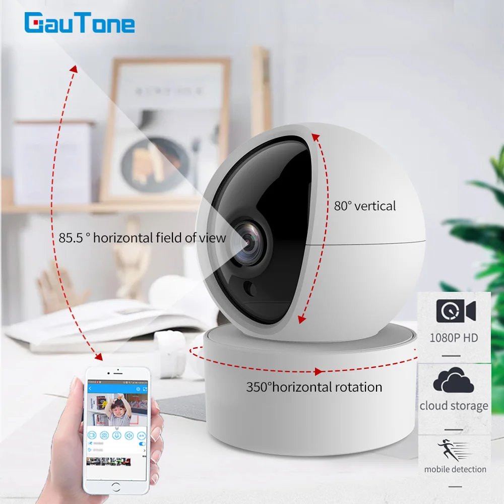 GauTone overvågningskamera Aktivitet Indberetninger Night Vision Baby Monitor 1080P WiFi IP-Kamera til Tuya Smart Liv PG107 PG103