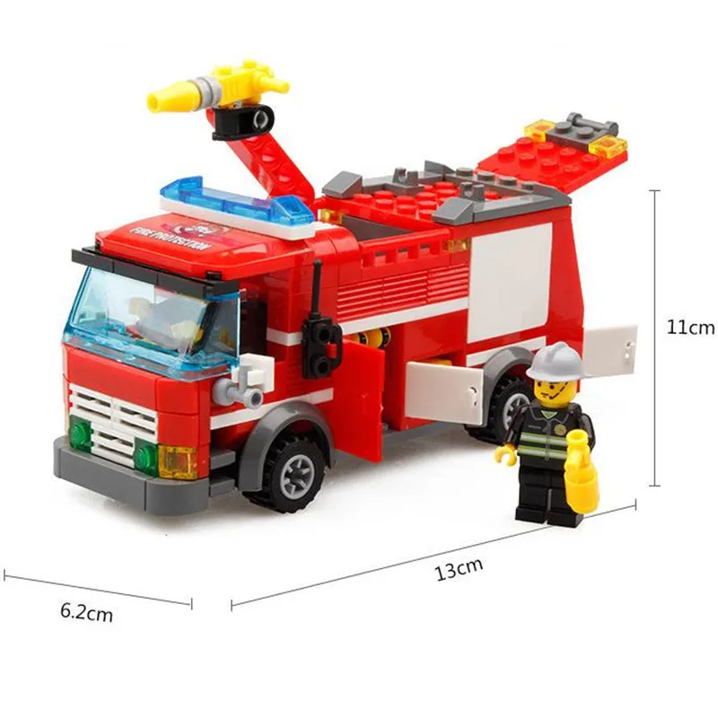 KAZI 206pcs brandbil byggesten Brandmand Legetøj Mursten byen Uddannelsesmæssige DIY Mursten legetøj