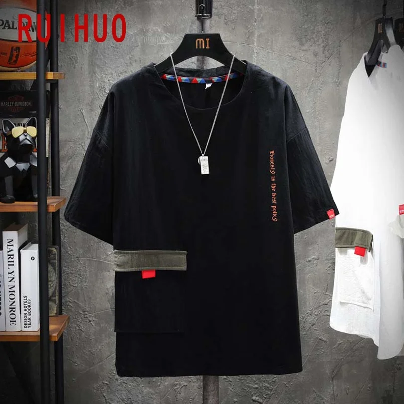 RUIHUO Solid kortærmet T-Shirt Fashion Streetwear 2020 Hvid Hip Hop T-Shirt Mænd Tshirt Japansk Tøj Man M-5XL
