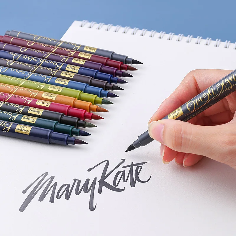 1,0 MM 2,0 MM 12Colors Kalligrafi-Pensel, Pen Sæt Micron Needle Kunst Markører Pen til at Tegne Design Hånd Bogstaver Kunst Papirvarer