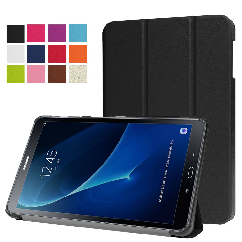 Slim Magnetisk Folde Flip PU Cover til Samsung Galaxy Tab 10.1 2016 T580 T585 T580N T585N Hud Tilfældet + Film + Pen