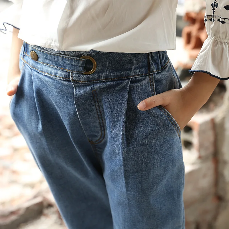 Lange Jeans til Piger 8 10 12 år Tykkere Elastisk Talje Harem Casual Denim Bukser Foråret Falder Teenage Piger Tøj