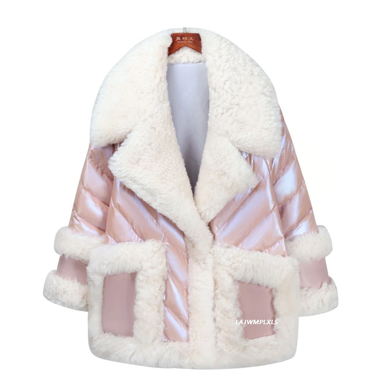I 2020 ægte uld Splejsning Vinteren ned frakke kvinder Tyk varm 90% hvide andedun jakke Fast sne varmt overtøj Mujer YRF293