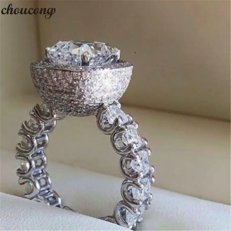 Choucong Luksus Løfte Ring 925 Sterling Sølv Micro Bane AAAAA cz Engagement Bryllup Band Ringe Til Kvinder, Brude Smykker Gave