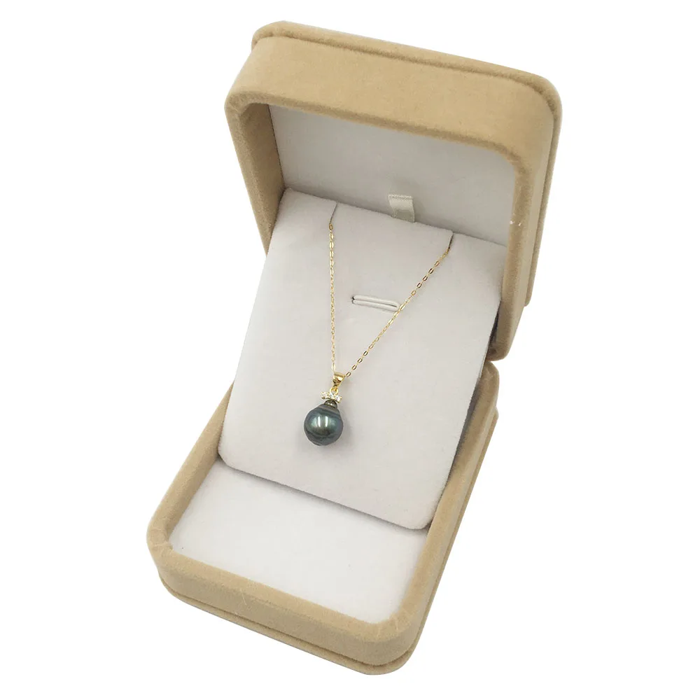 GRATIS FORSENDELSE, natur Tahiti BLACK pearl halskæde med S925 sølv kæde,8-9 mm i nærheden af runde perle 16/18 tommer