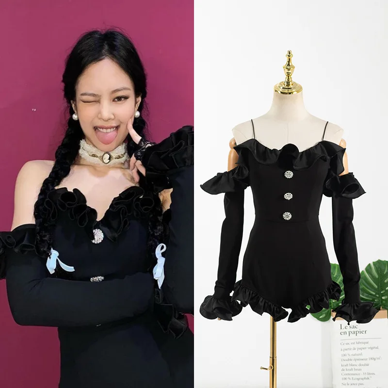 Kpop Seo Ja Ji Party Mode camisole off-shoulder Romper Buksedragt Kvinder Natklub sexet ryg-Romper Jumpsuits Shorts