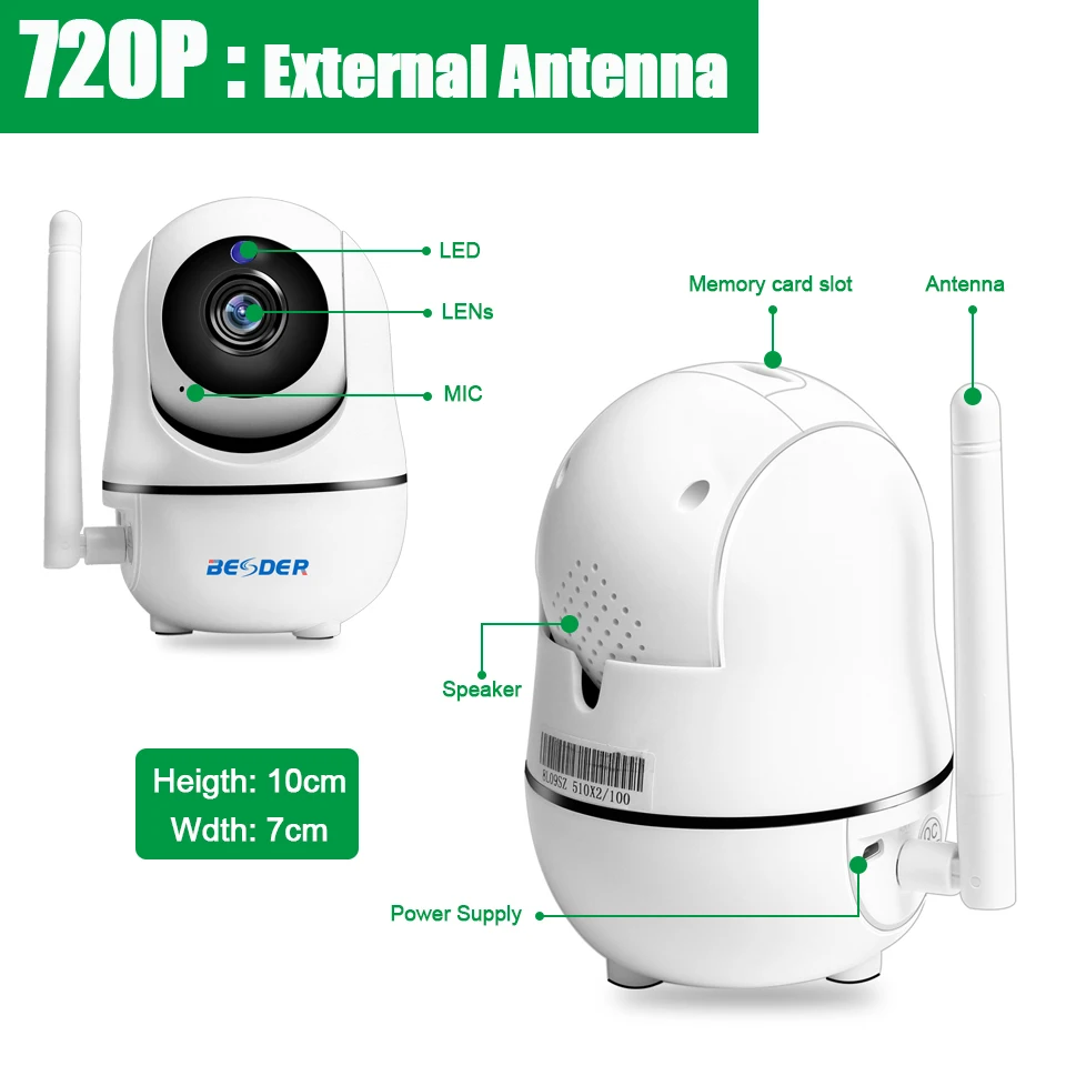 BESDER Smart Home Security IP-Kamera WiFi Pan Tilt To-Vejs Lyd Trådløst IP-Kamera FULL HD 1080P-IR Night Vision CCTV-Kameraer