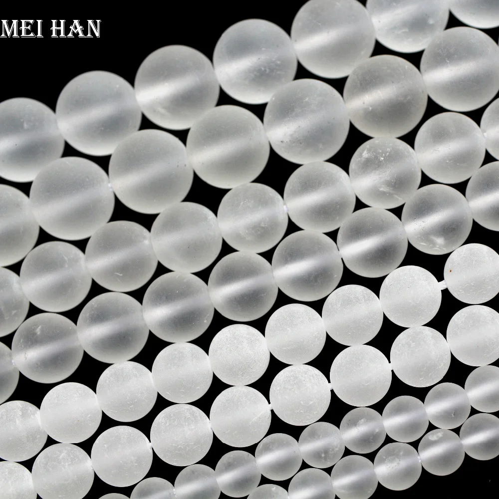Meihan Engros (2 tråde/sæt) naturlige 10mm mat hvid krystal perler sten glatte runde engros
