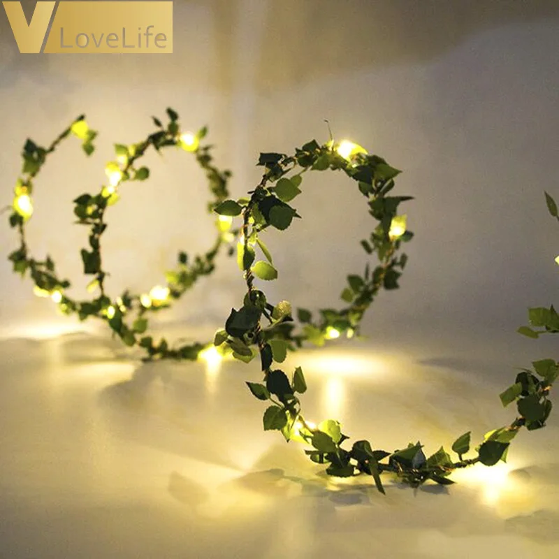 LED-Lys Blade Garland Fe Lys Led kobbertråd Batteri, String Lys Til Bryllup Skov St. Patricks Dag Dekoration