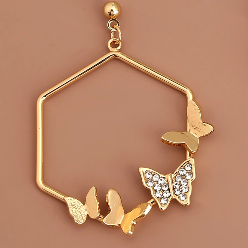 Ins Geometriske Butterfly Øreringe Metal Sparkle Mode Smykker Minimalistisk Trendy Tykke Chunky Gave Drop Øreringe Til Piger