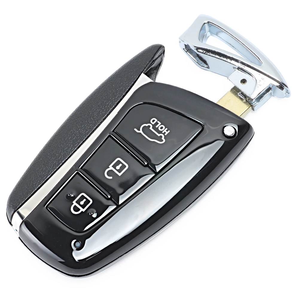 Keyecu Udskiftning Smart Fjernbetjening Bil Nøgle etui - 3 Knapper & Uncut Blanke Klinge - FOB for Hyundai Santa Fe IX45 - Tasten Shell