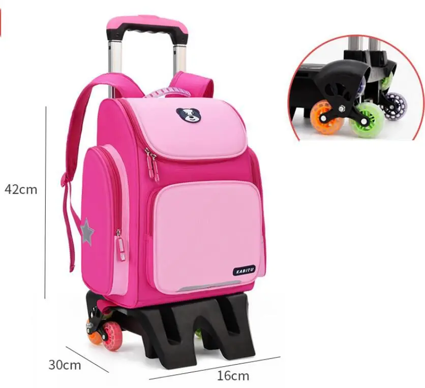 Børn, Skole Rullende rygsække taske til børn School-rygsæk På hjul For Piger Hjul Skole Trolley tasker Til Drenge