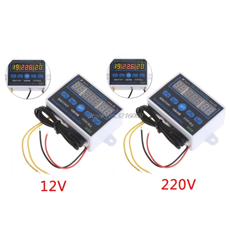W88 12V/220V 10A Digital LED Temperatur Controller Termostat Kontrol Switch Sensor Dropship