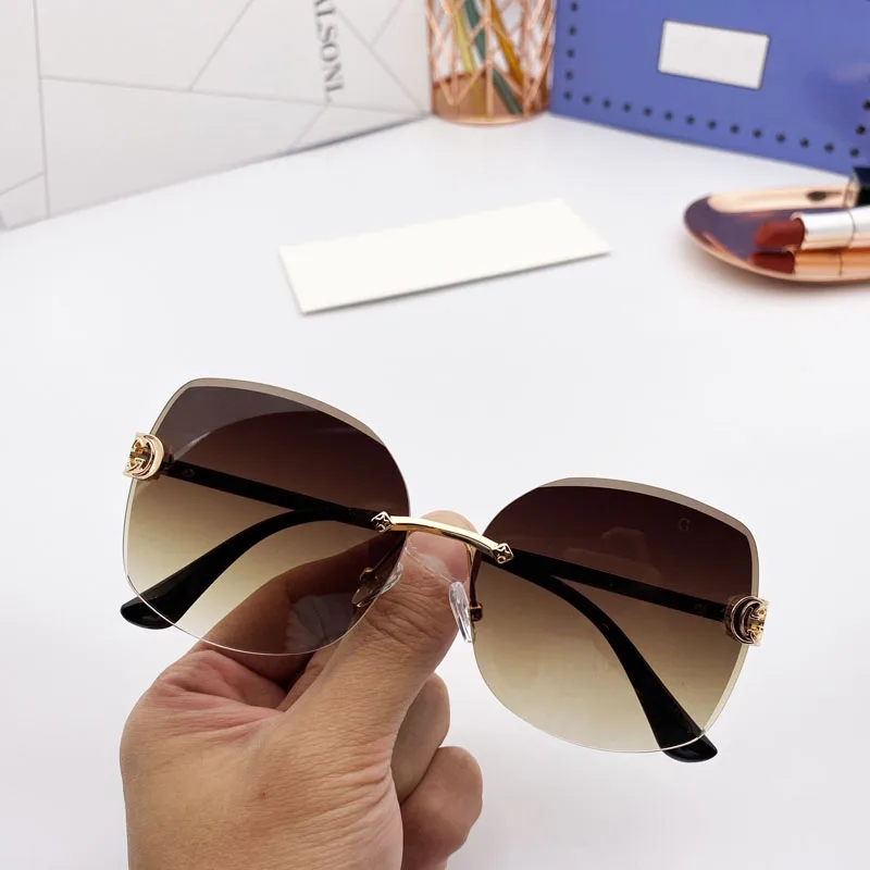 2020 nye solbriller brand designer modeller solbriller gradient farve rammeløse solbriller mode solbriller UV400 polariseret ladi